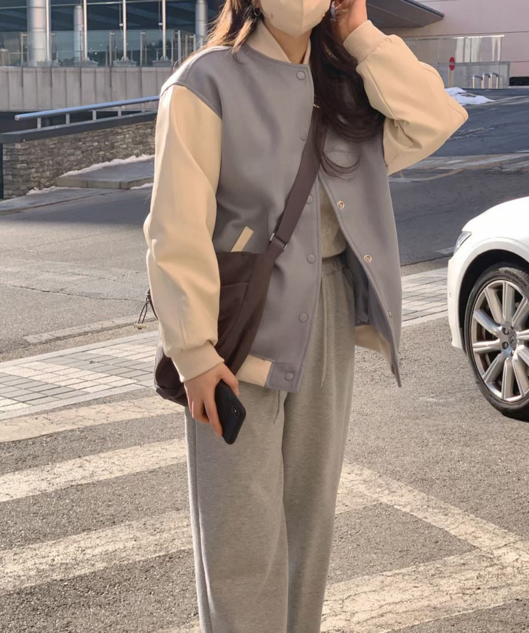 男友風拼色棒球外套