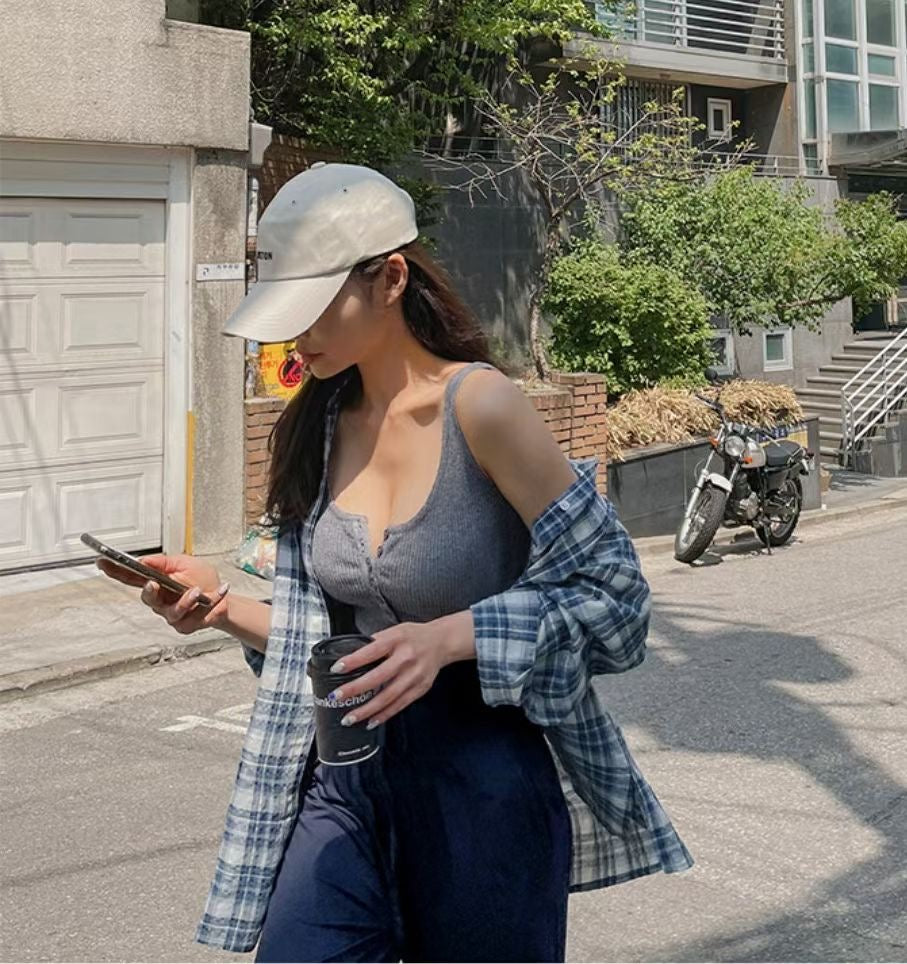 【性感度自由調節】開胸鈕扣性感背心