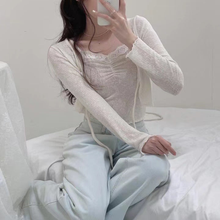 暗花紋Lace吊帶背心Set