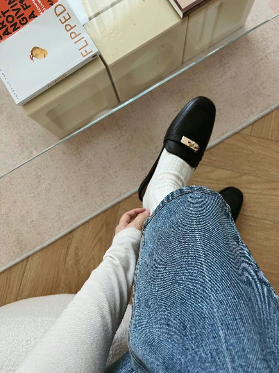 方頭皮革金釦穆勒鞋