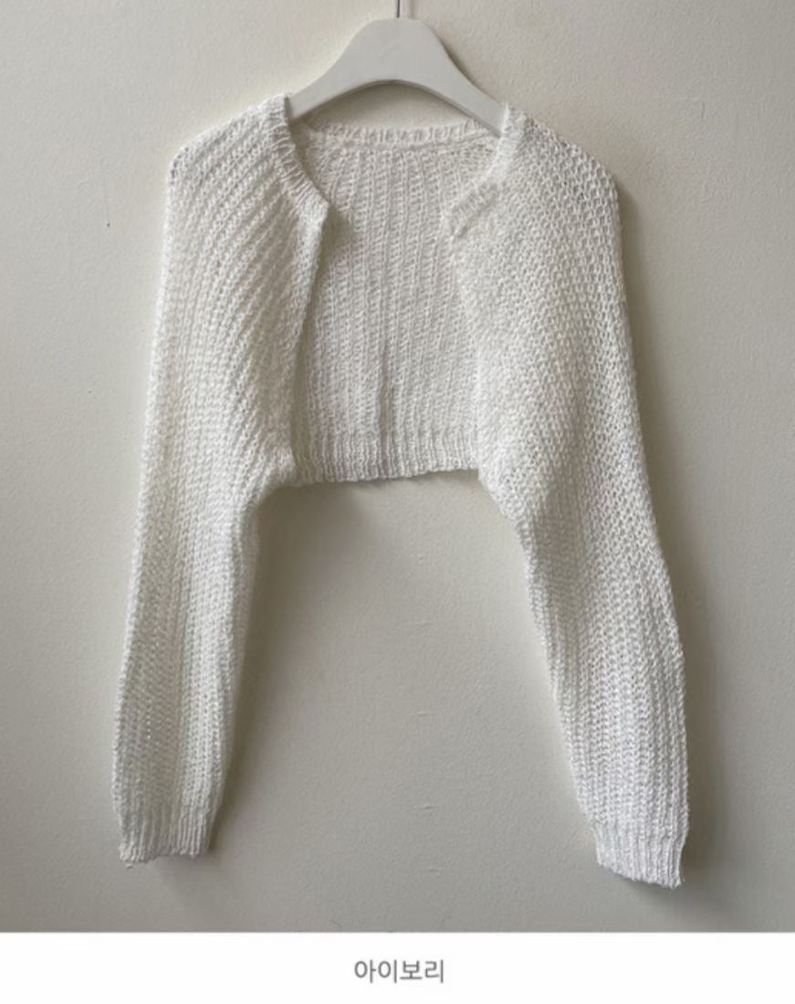 超短版針織鏤空Cardigans