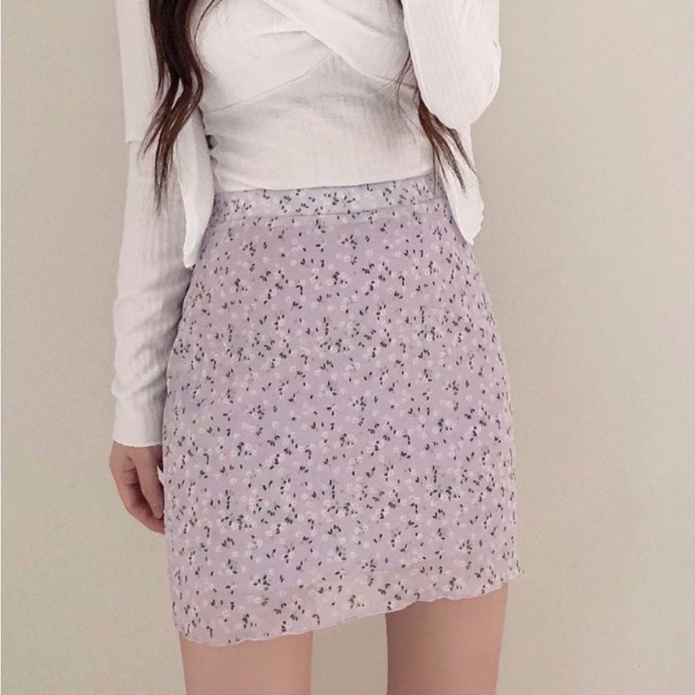 韓系半截小碎花裙