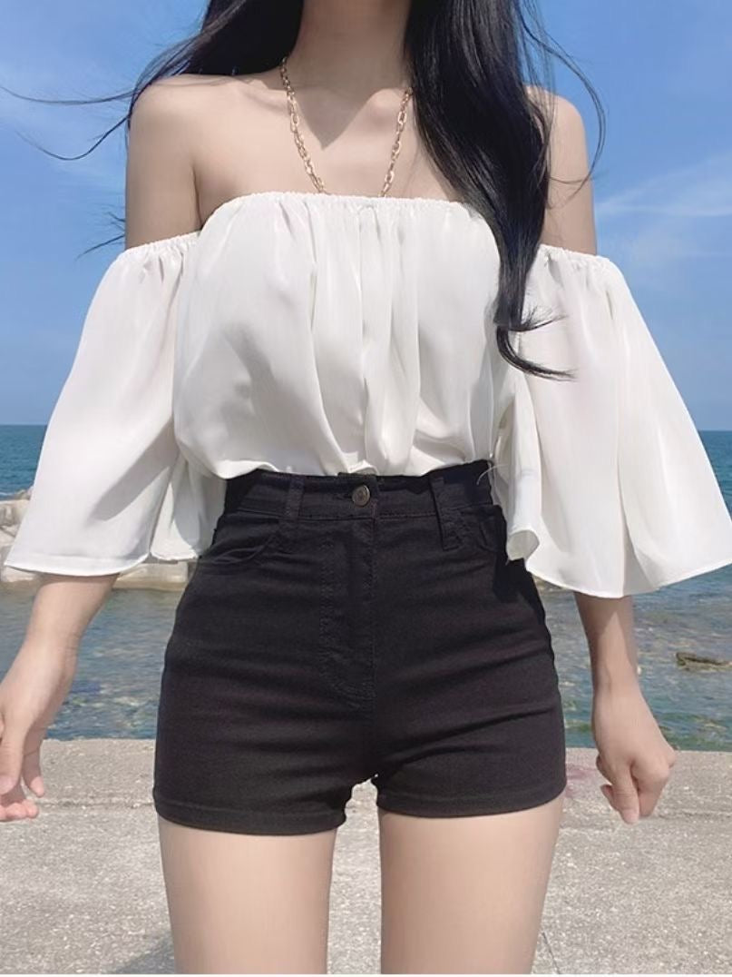 溫柔仙氣一字膊掛鍊Blouse