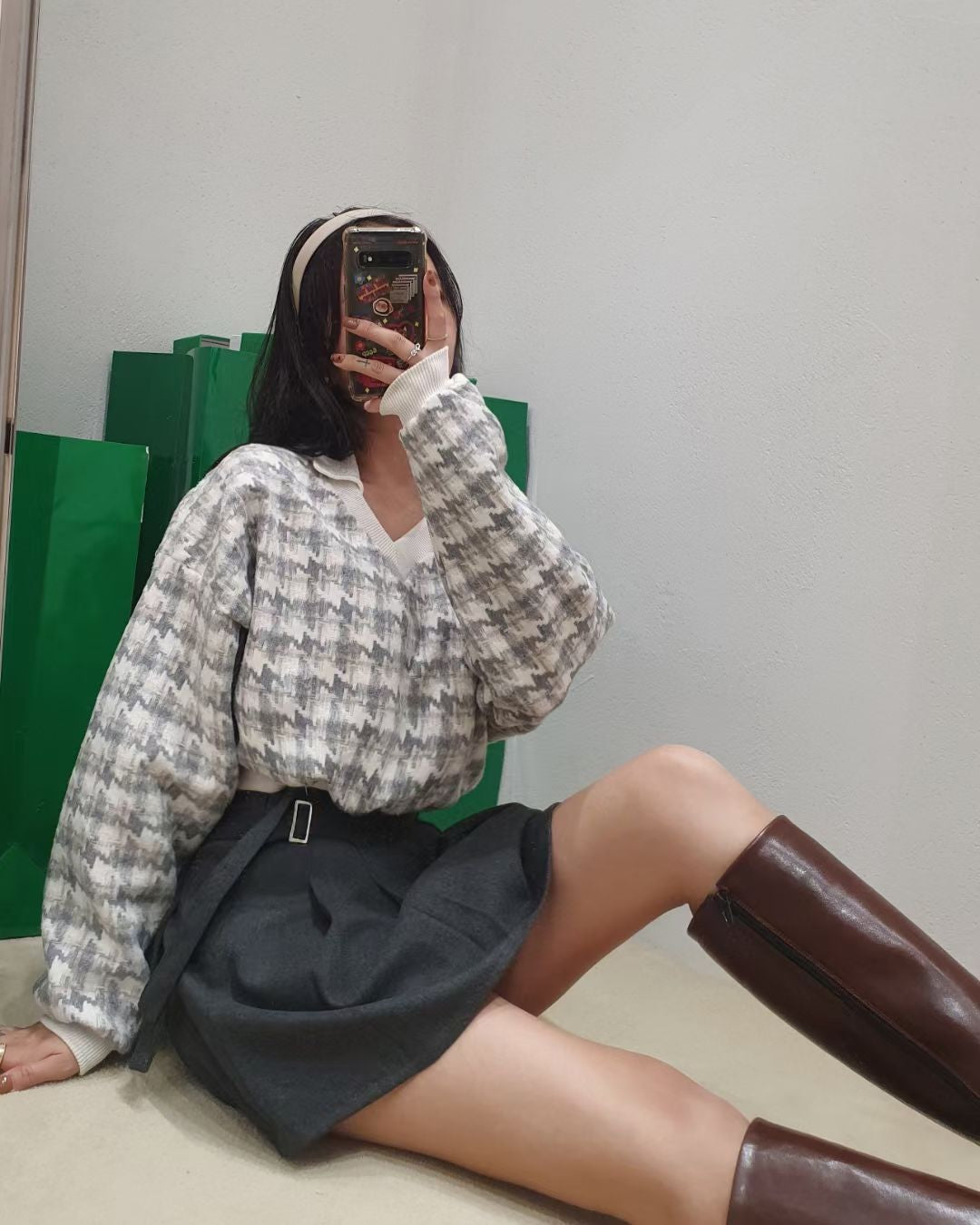 MTM千鳥格紋Crop