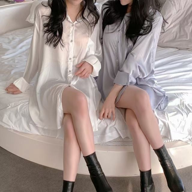 超舒服垂墜感絲滑襯衫