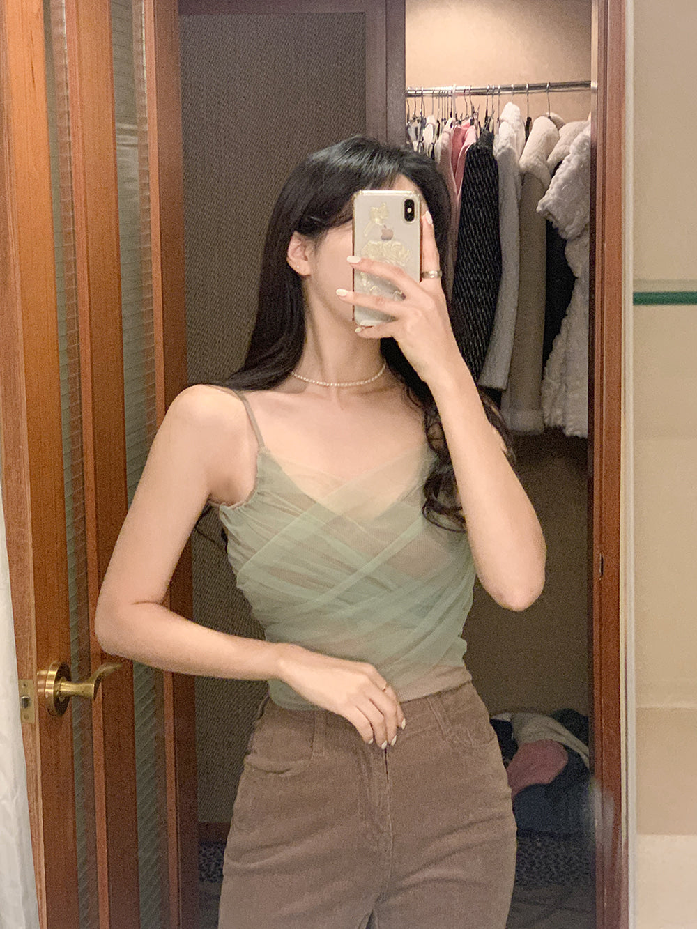 浪漫性感薄紗吊帶背心