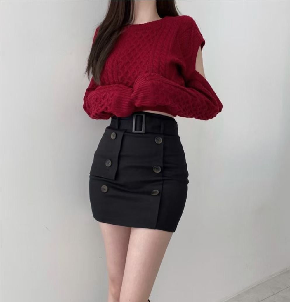 扭麻花針織小露Top