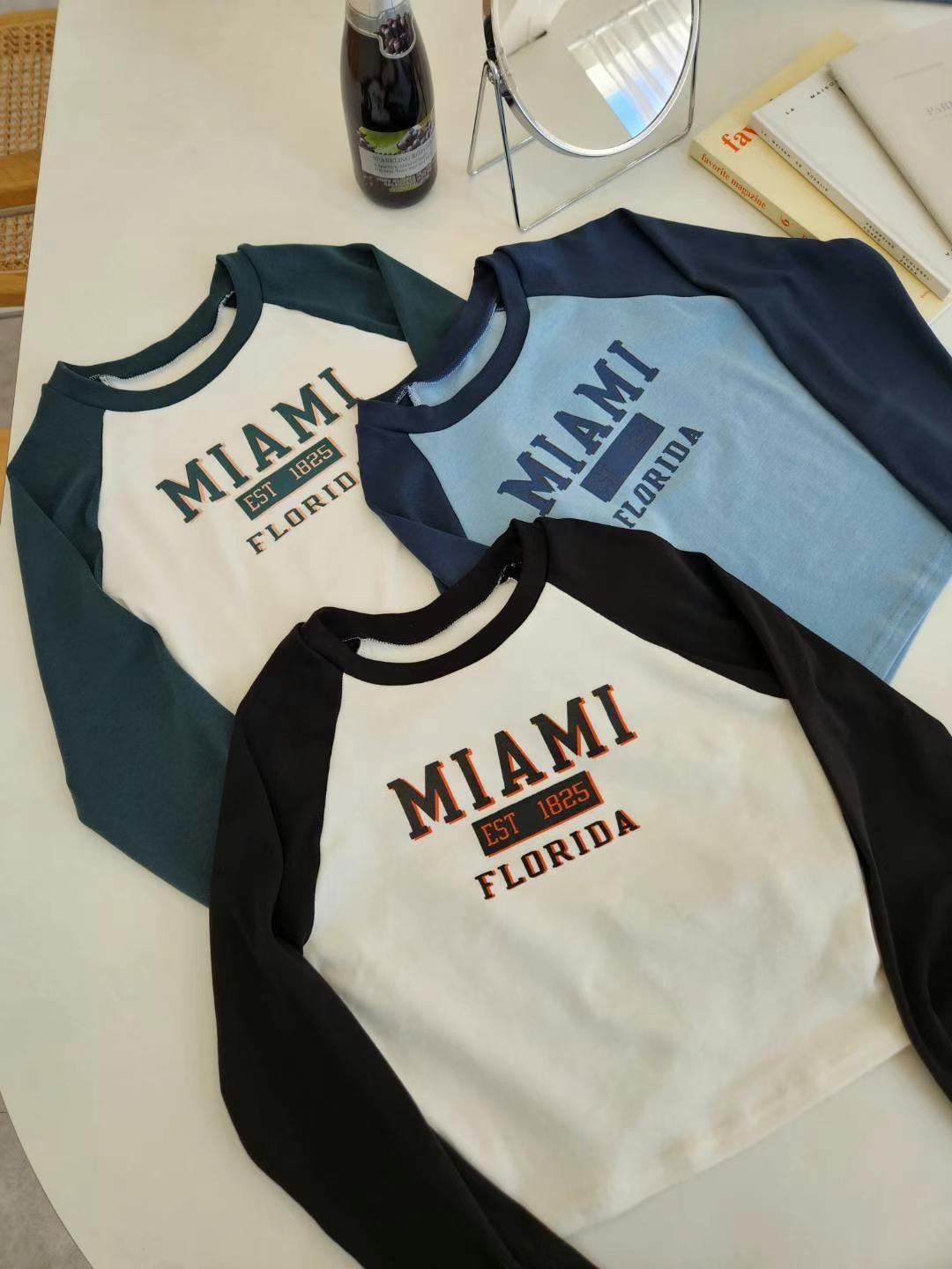 MIAMI 牛角拼色長袖上衣