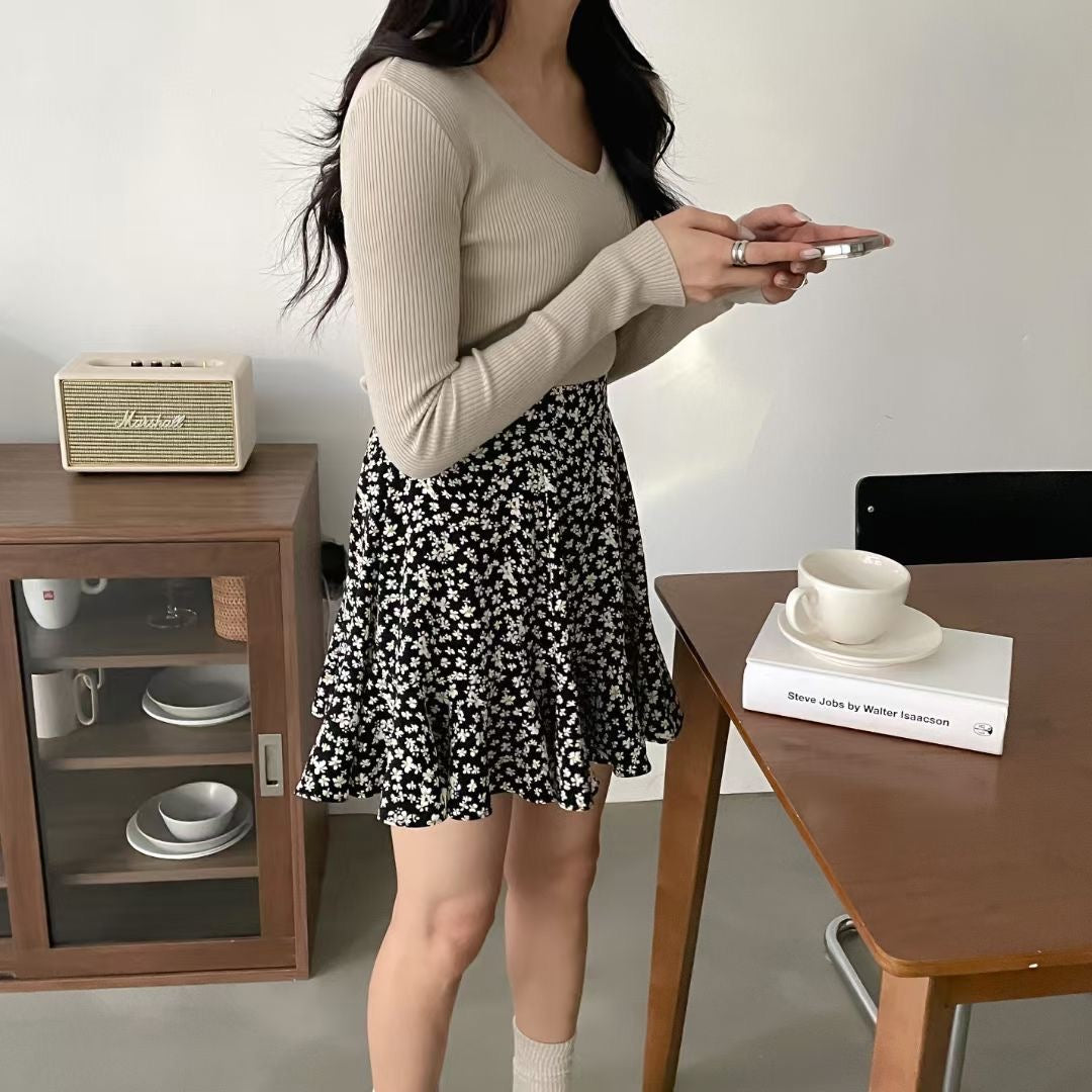 優雅小碎花魚尾裙