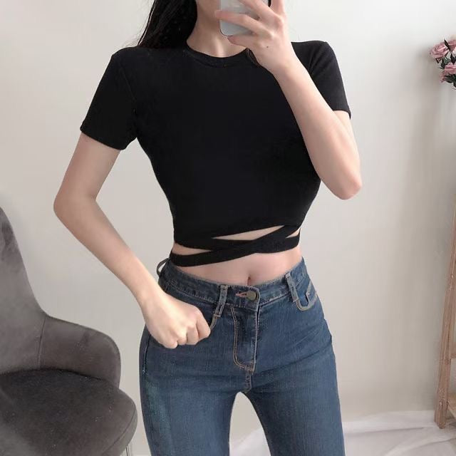 小性感露臍交叉綁帶Crop Top