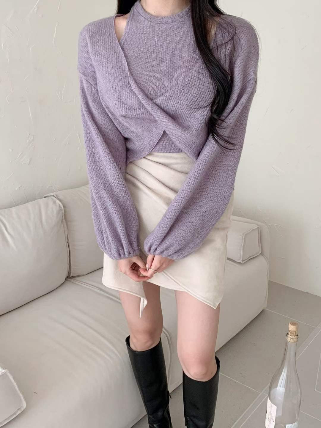 蝙蝠袖背心兩件套