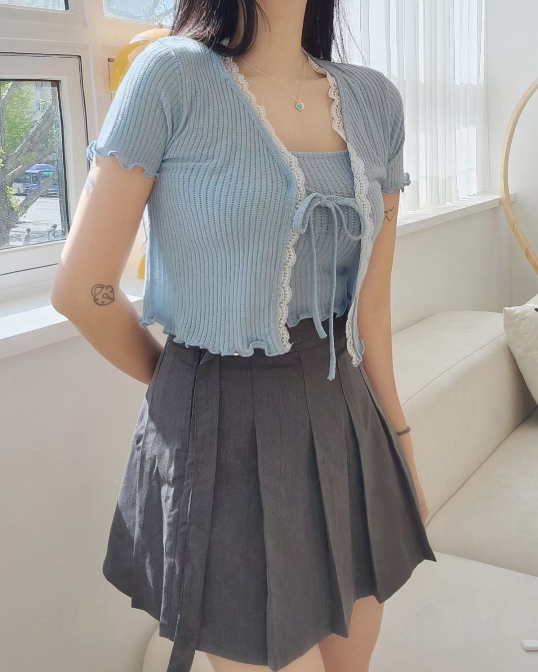 Lace Waffle Top