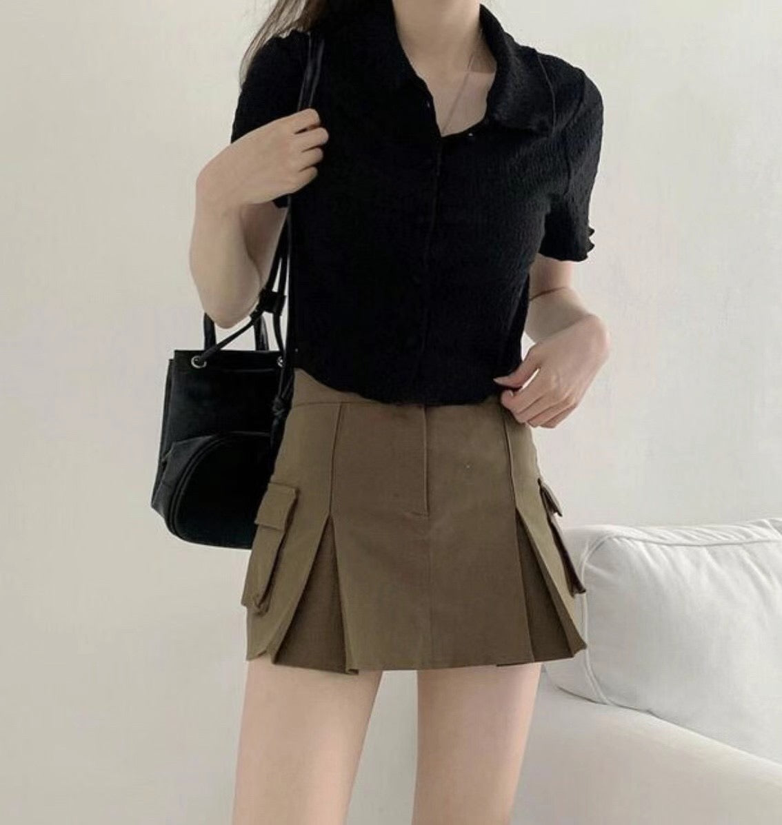 可愛Polo領皺皺Top