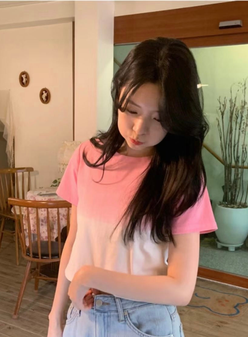 漸變色Crop Tee