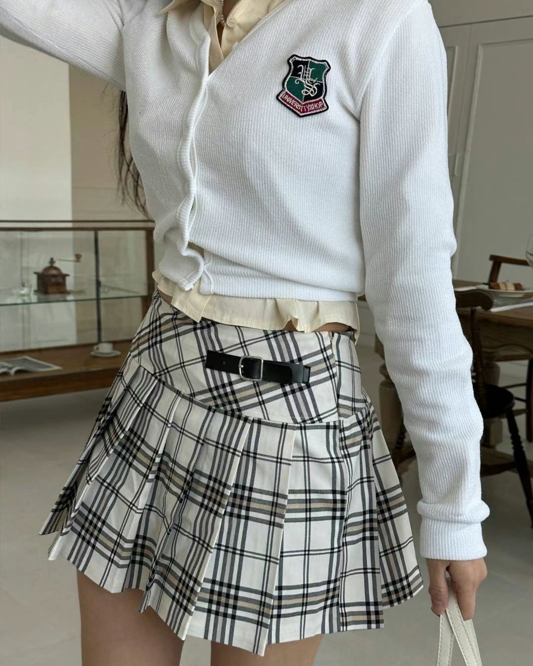 Schooling Buckle Pleats Skirt