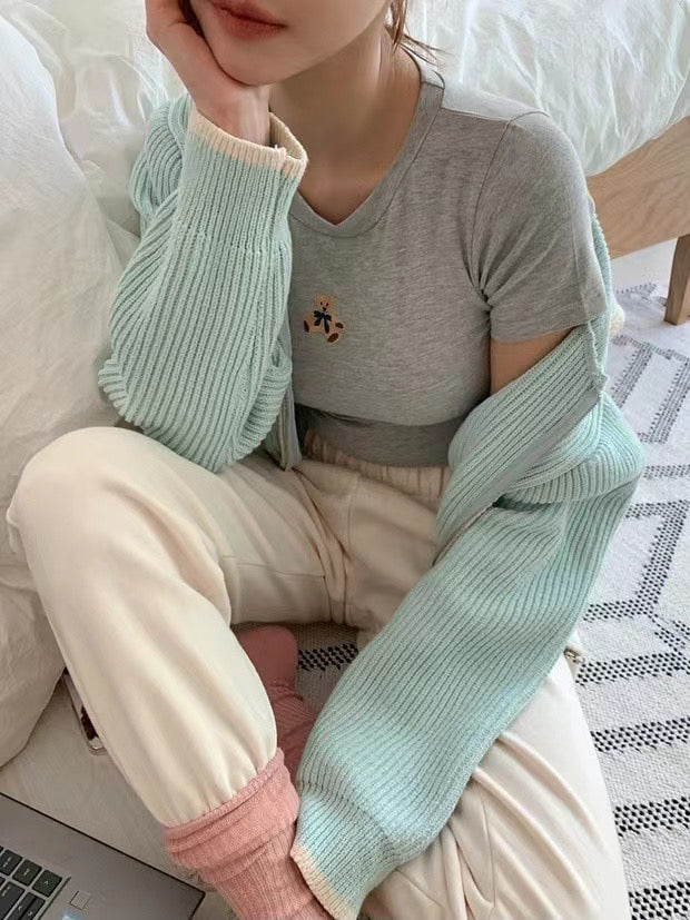小熊刺繡Crop Tee