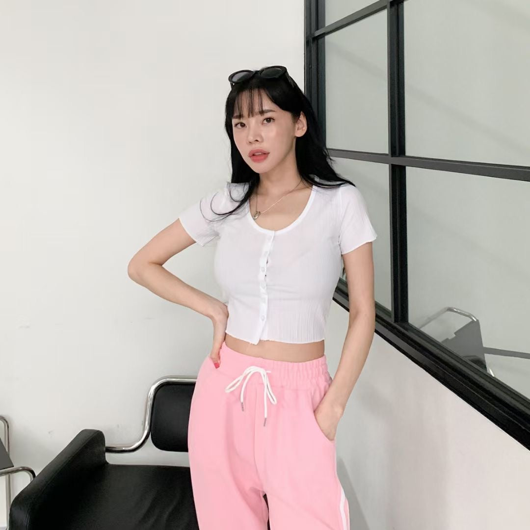 Mini Button Crop Top