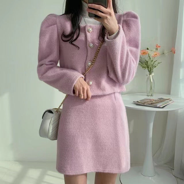 小白兔珍珠鈕扣Set