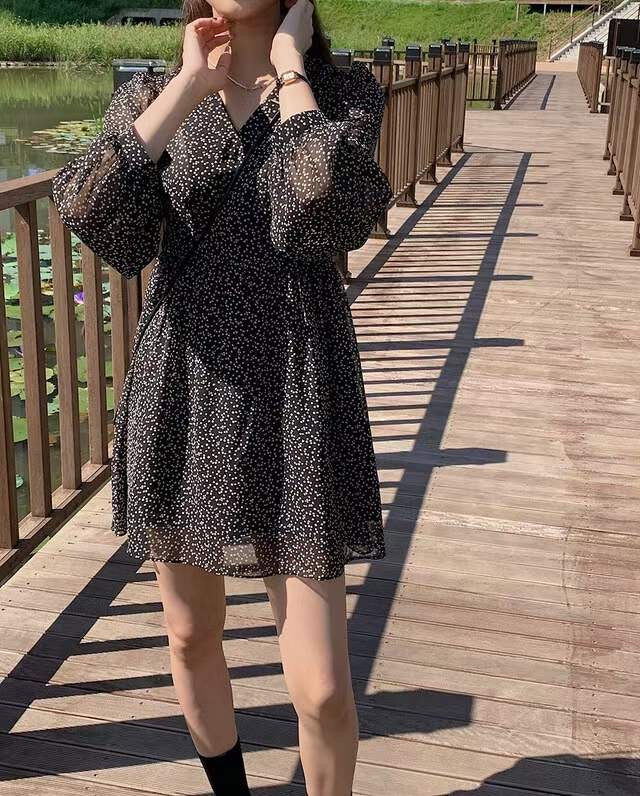 V neck Mini Floral Dress