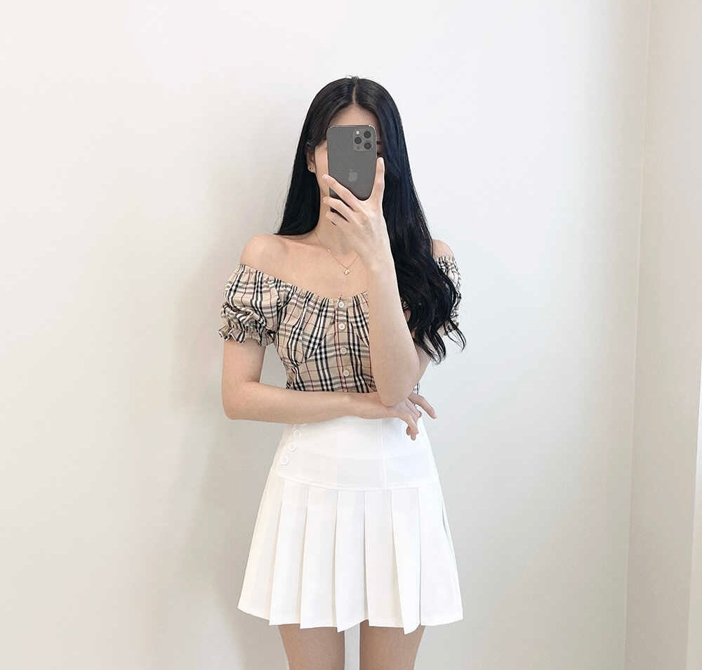 英倫風復古格紋Top