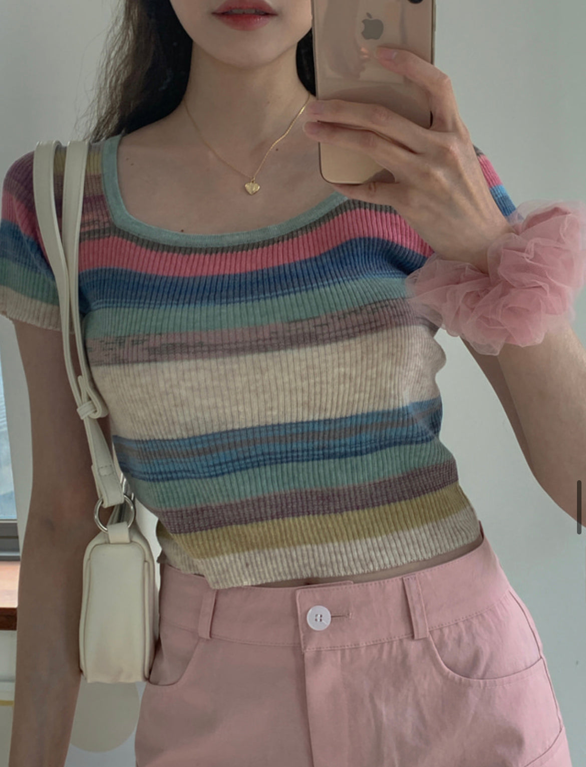 Rainbow Off Shoulder Top