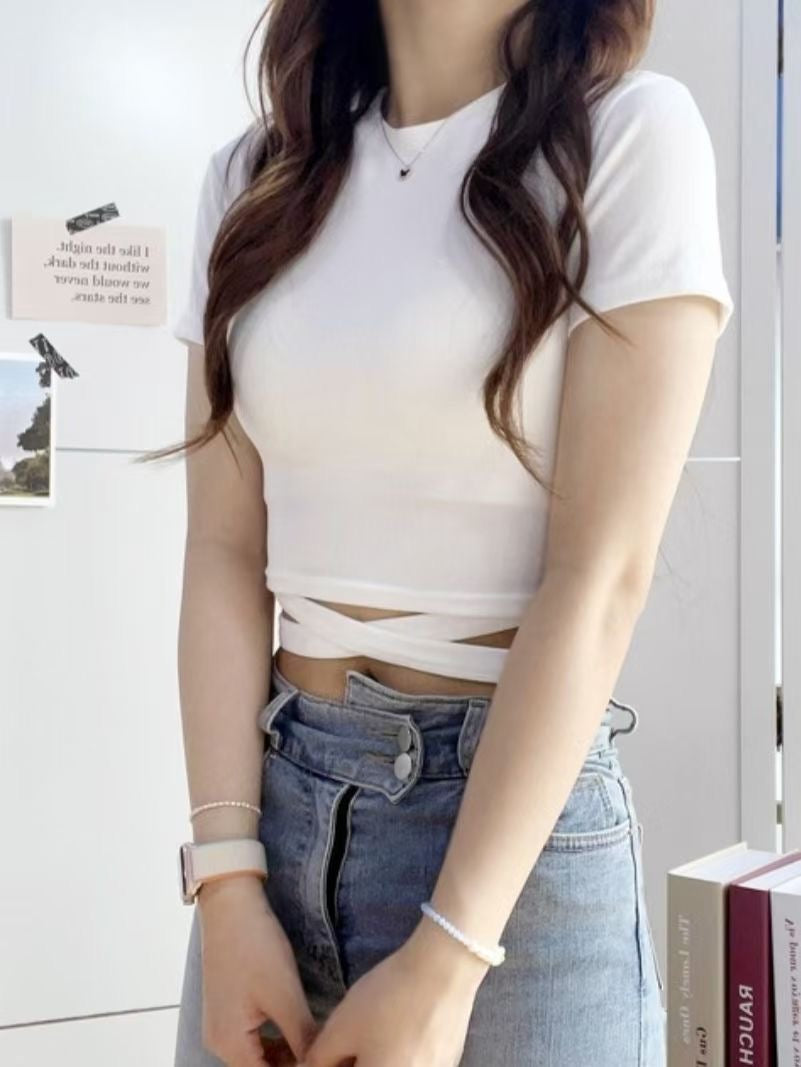 小性感露臍交叉綁帶Crop Top