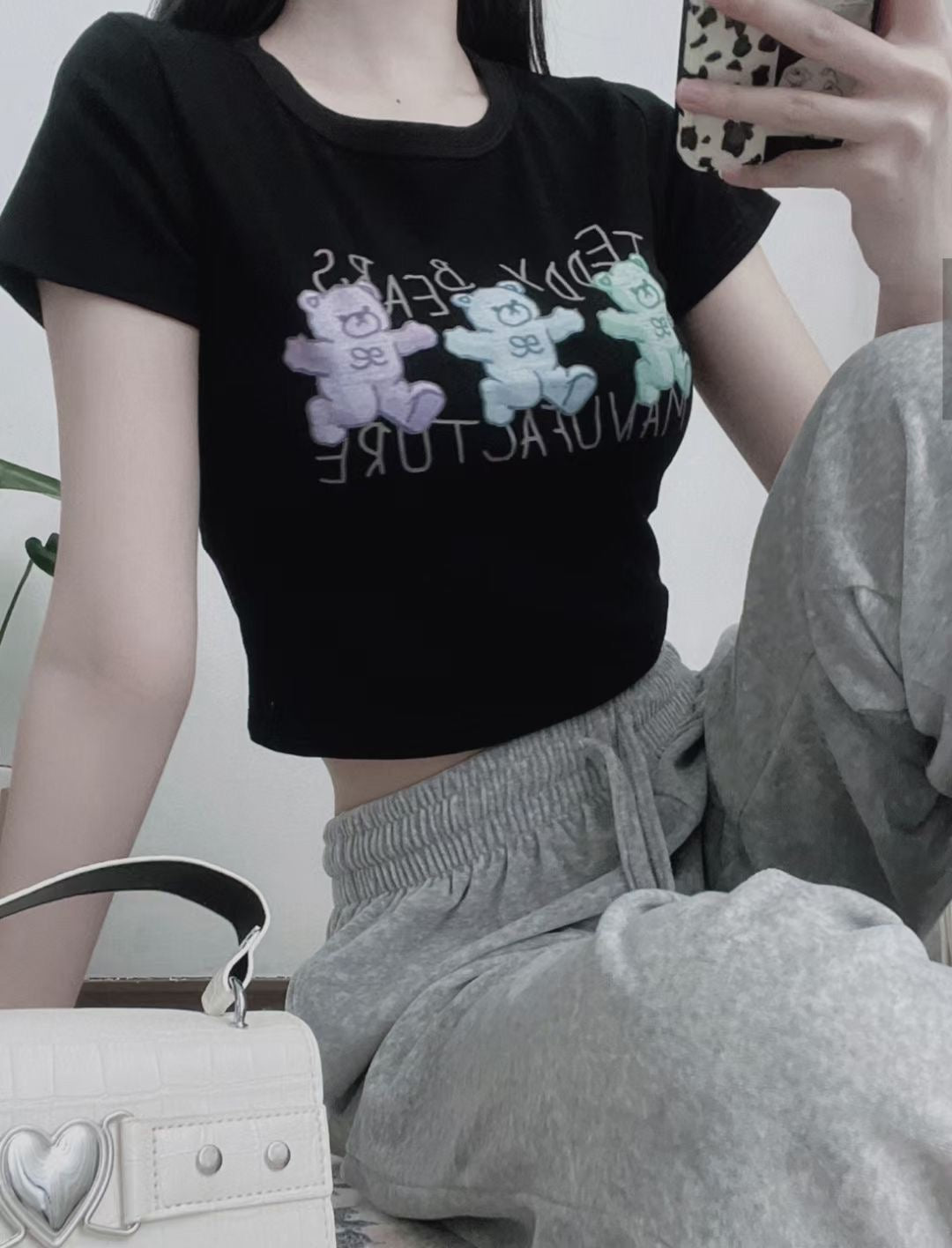 Colour Teddy Bear Crop Tee
