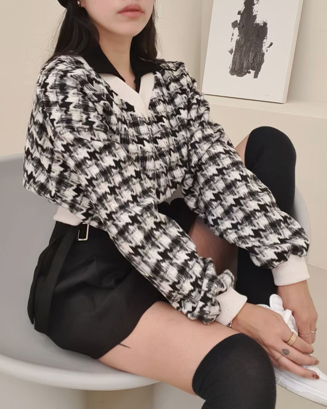 MTM千鳥格紋Crop