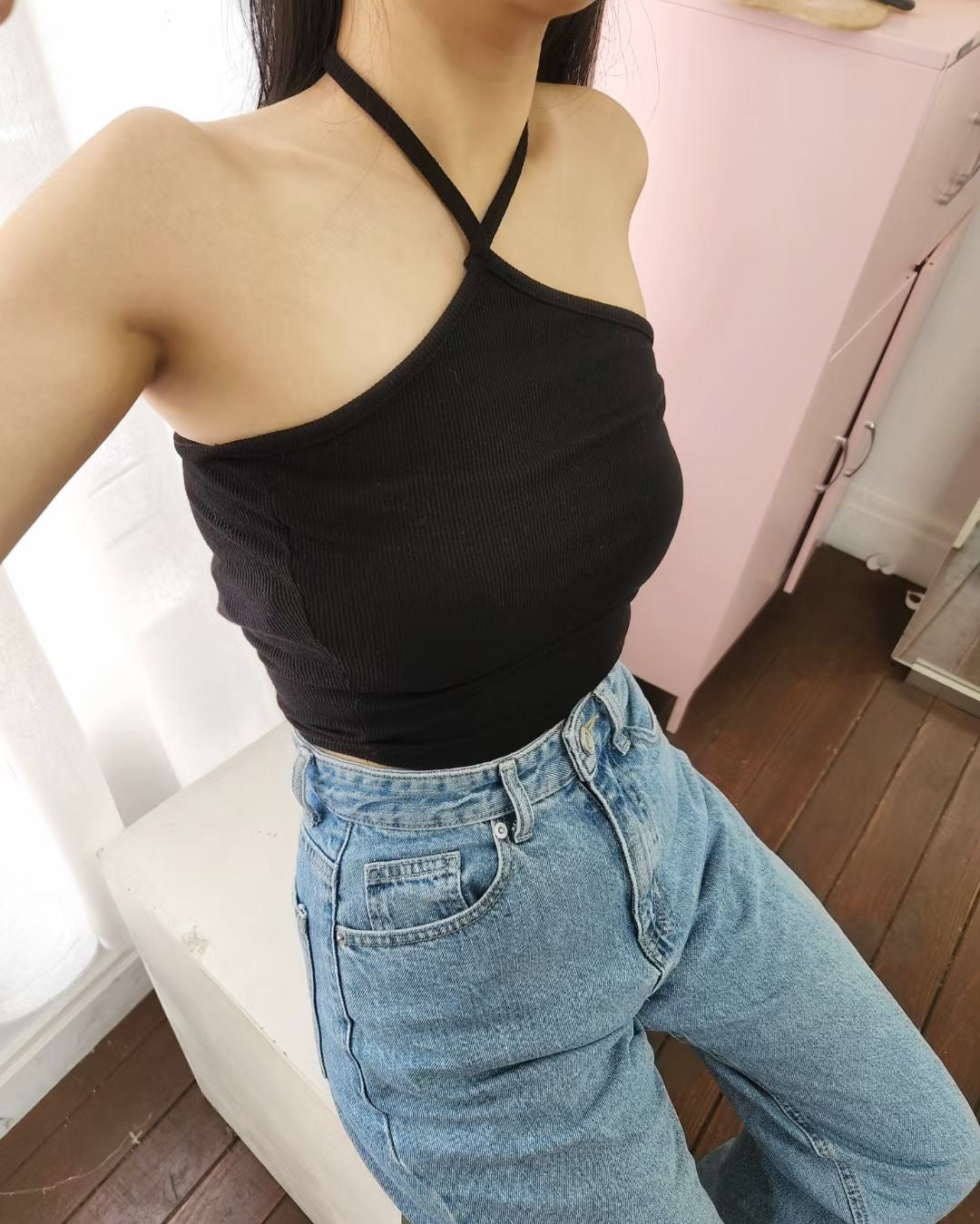 性感V領掛脖小背心