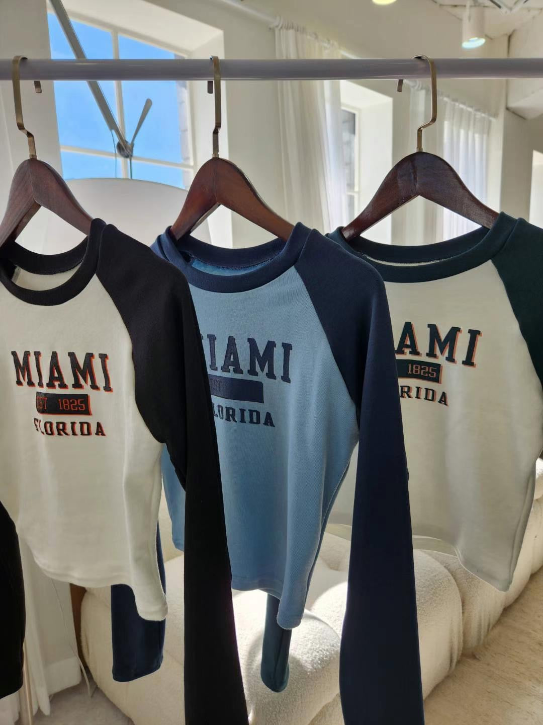 MIAMI 牛角拼色長袖上衣
