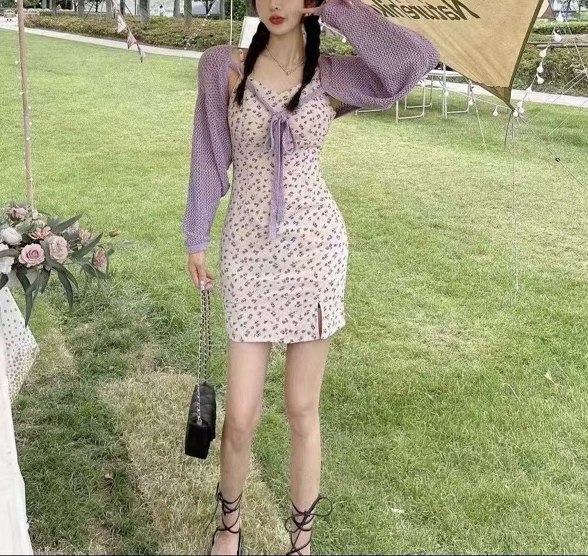 鏤空針織綁帶Cardigans
