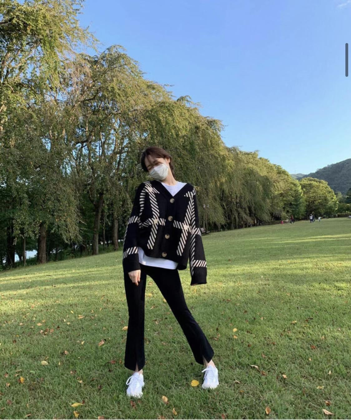 斜線格紋Cardigans
