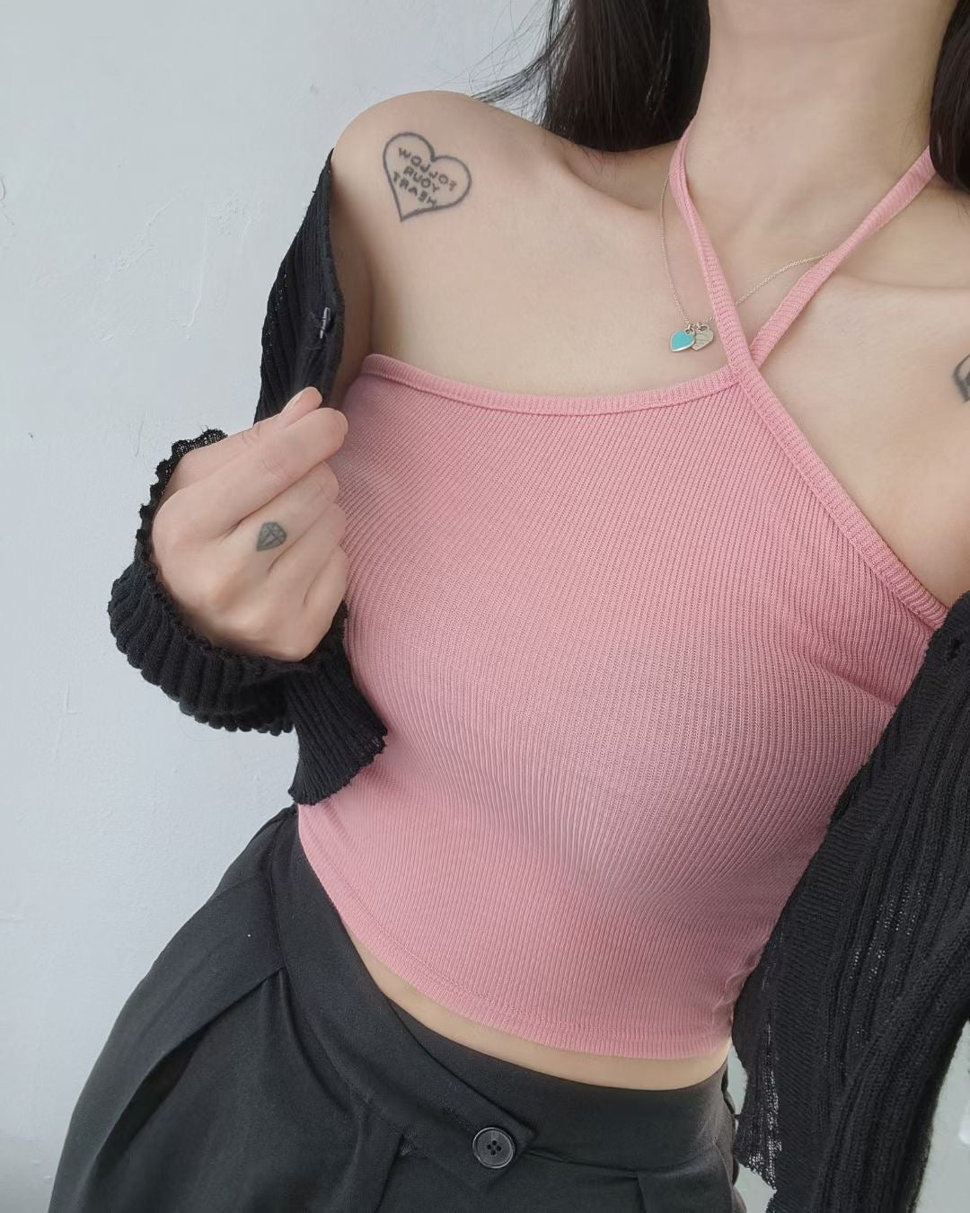 性感V領掛脖小背心
