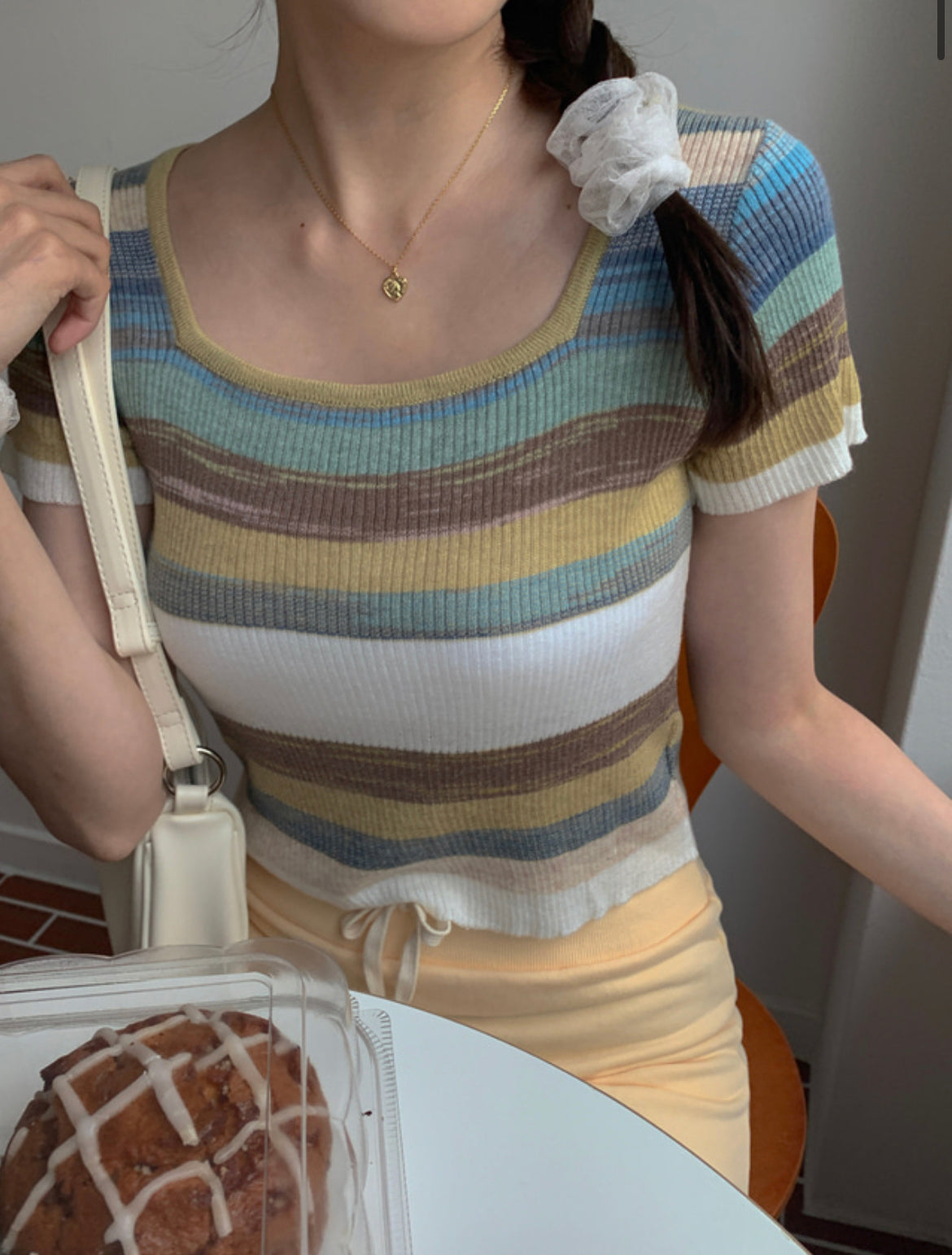 Rainbow Off Shoulder Top
