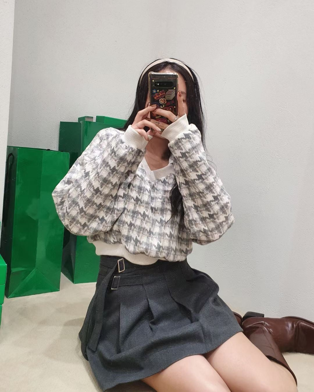 MTM千鳥格紋Crop