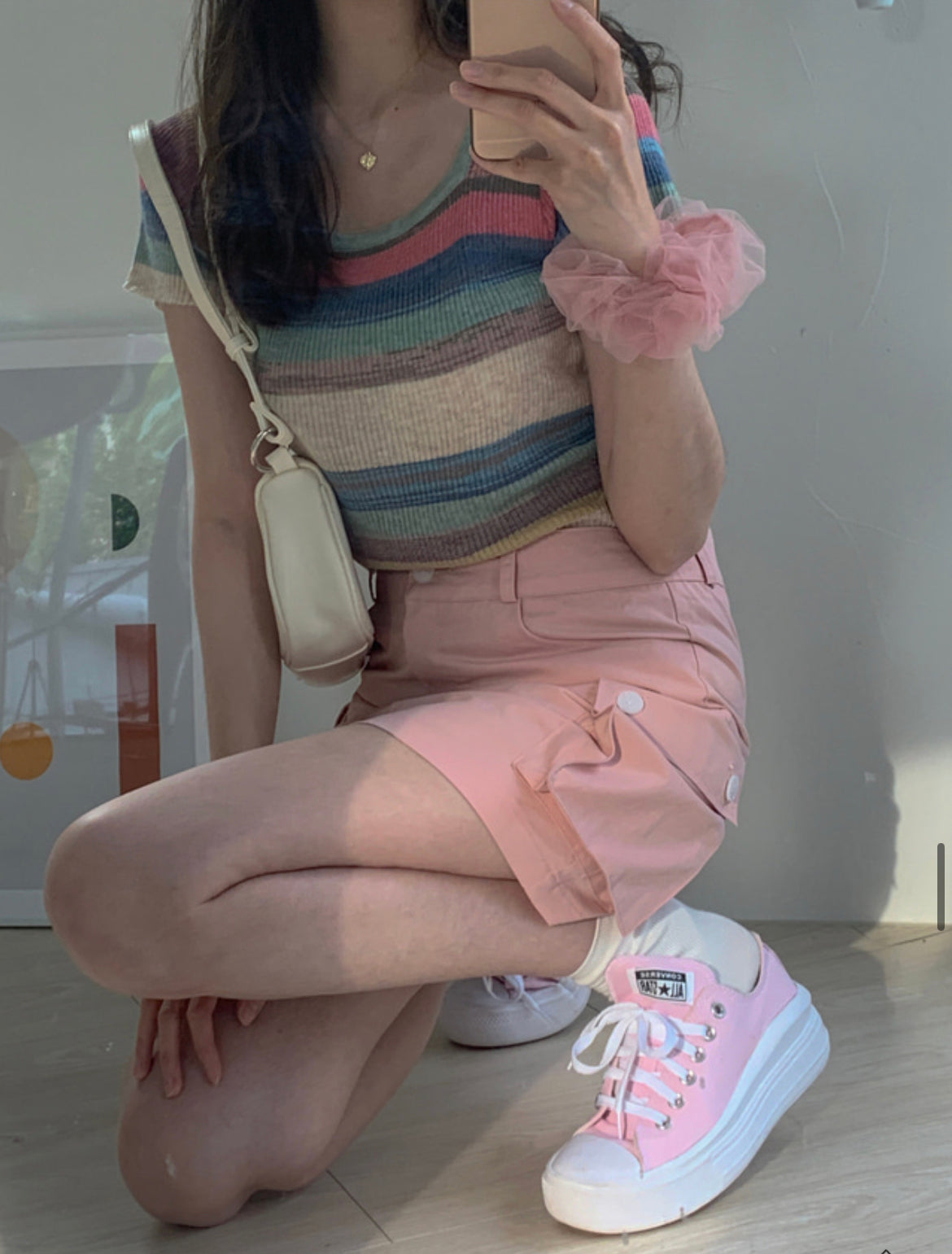 Rainbow Off Shoulder Top