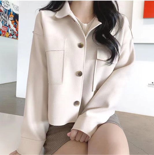 10%羊毛短版大褸