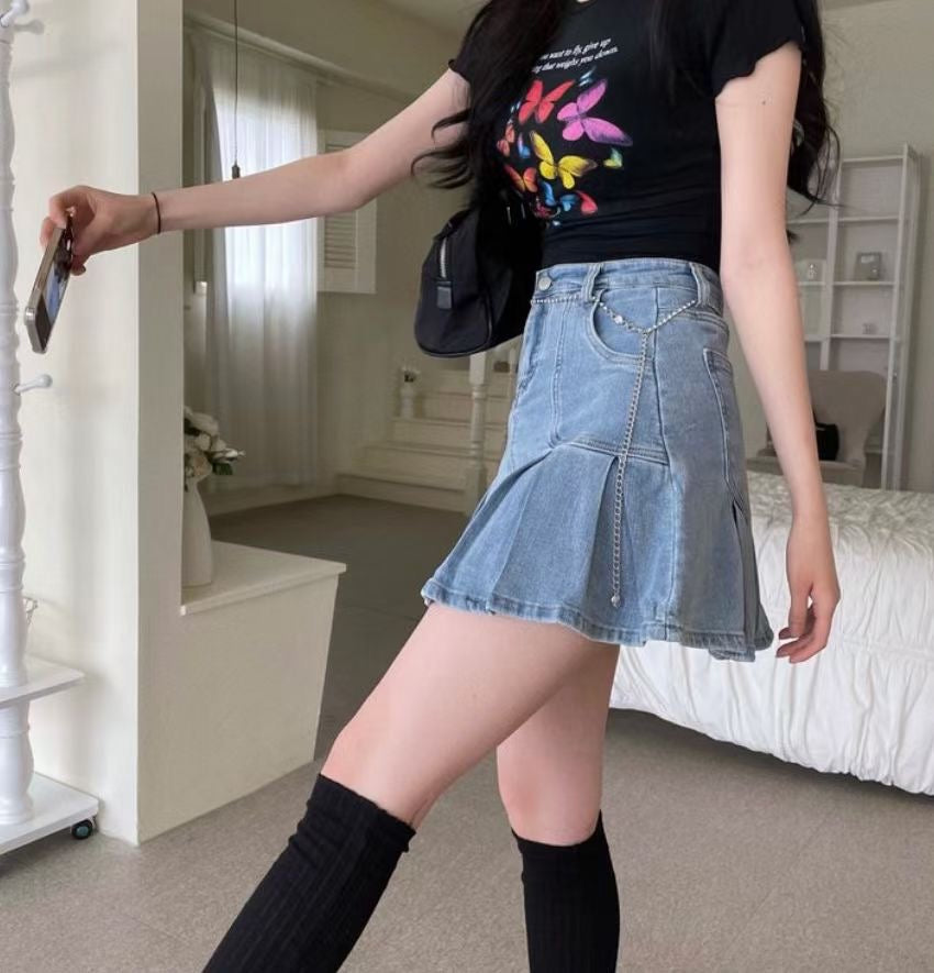 Colour Print Butterfly Crop Tee