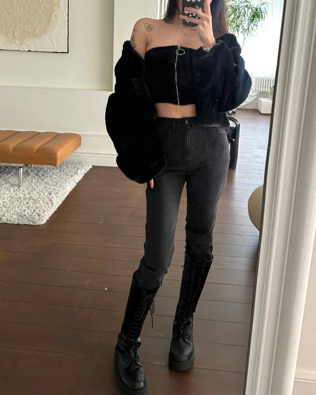 Sexy Fur Tube Top Set
