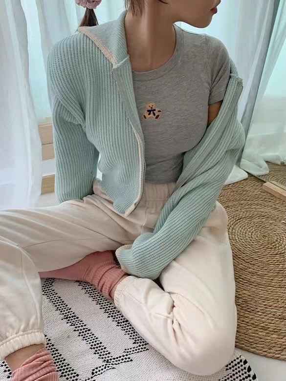 小熊刺繡Crop Tee