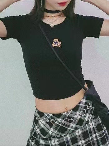 小熊刺繡Crop Tee