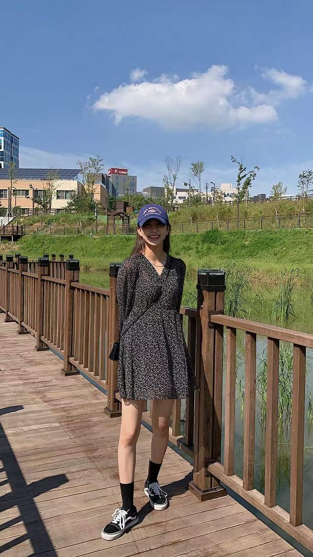 V neck Mini Floral Dress