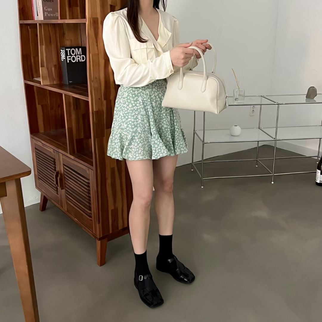 優雅小碎花魚尾裙