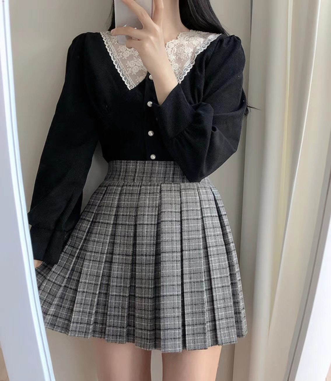 Vintage燈芯絨蕾絲Top