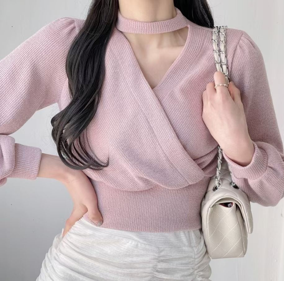 V領交疊Chocker Top