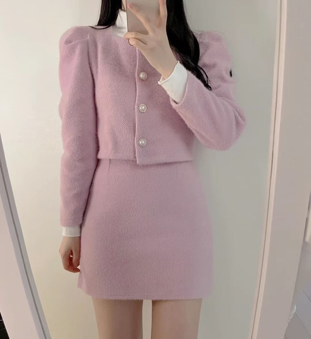 小白兔珍珠鈕扣Set