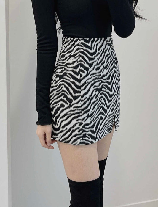毛絨斑馬裙