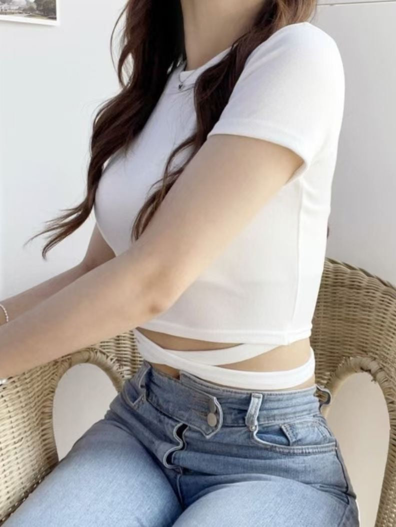 小性感露臍交叉綁帶Crop Top
