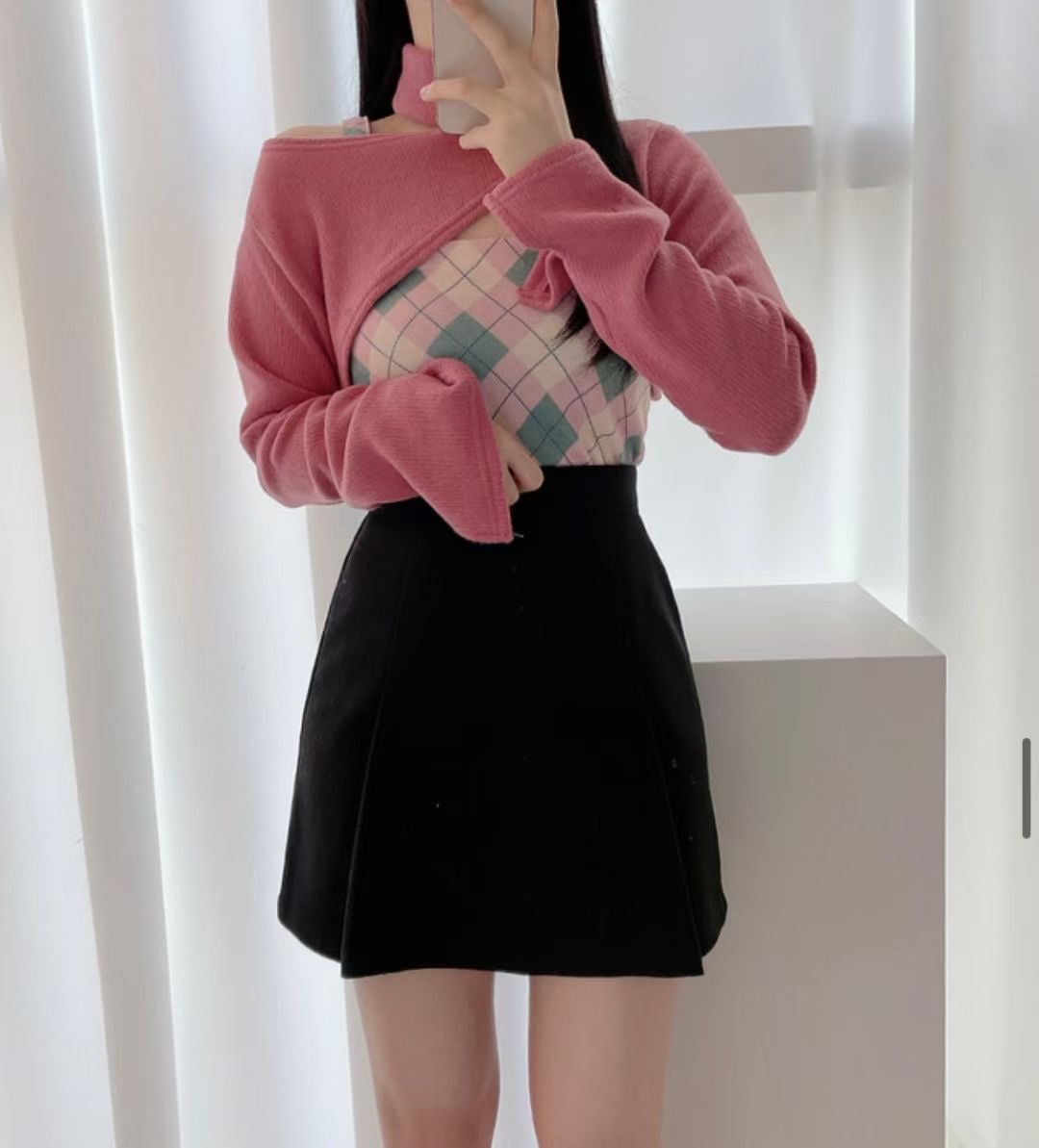 鏤空菱格紋Top