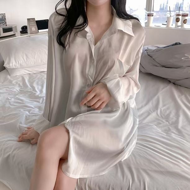 超舒服垂墜感絲滑襯衫